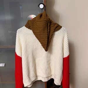 Forever 21 Red and Cream Turtleneck Sweater